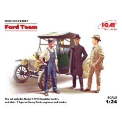 ICM Ford Team (modèle T 1913 Roadster Kit Voiture Et 3 Figurines) Kit De Voiture Et Des Chiffres De Henry Ford Un Ingénieur Et Un Ou